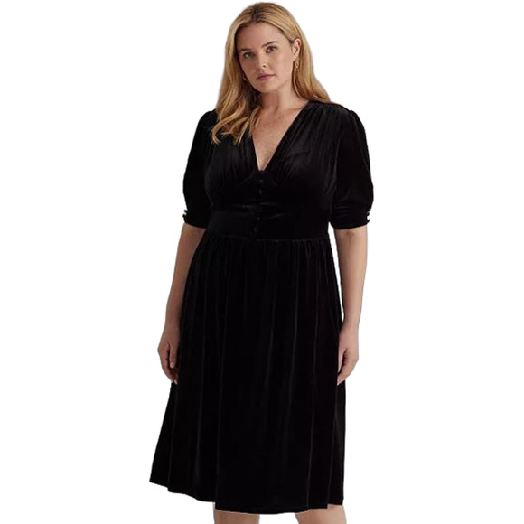 Lauren Ralph Lauren Dresses & Skirts - Lauren Ralph Lauren Black Velvet Puff-Sleeve Dress NWT Size 1X